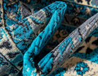 Unique Loom Taftan Collection Border Geometric Tribal Inspired Design Area Rug (9' 0 x 12' 0 Rectangular, Turquoise/ Gray)