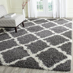 SAFAVIEH Dallas Shag Collection Area Rug - 8'6" x 12', Dark Grey & Ivory, Trellis Design, Non-Shedding & Easy Care, 1.5-inch Thick Ideal for High Traffic Areas in Living Room, Bedroom (SGD257A)