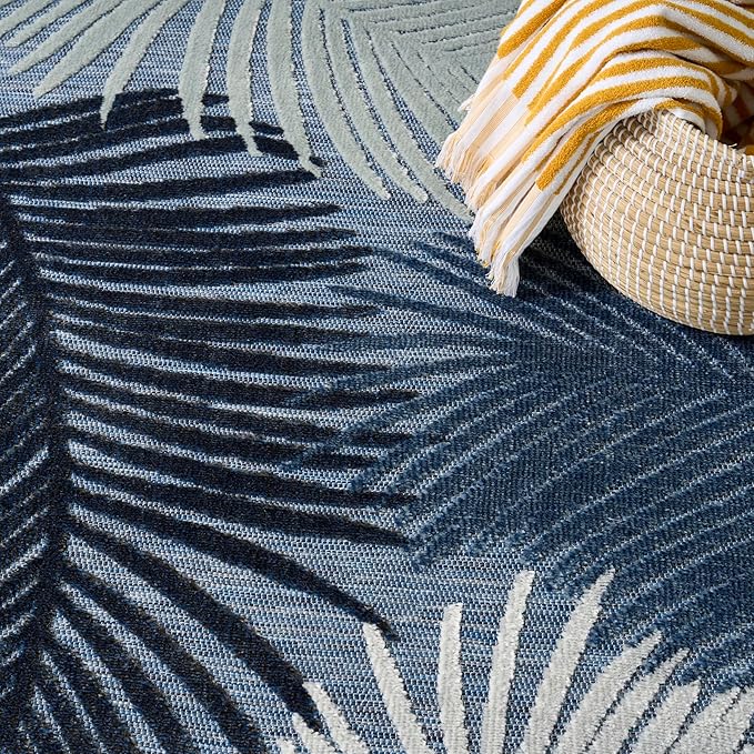 Nourison Home Suncoast Denim 9' x 12' Area Rug - Easy Clean, Non Shedding, Bed Room, Living Room, Dining Room, Kitchen (9' x 12')