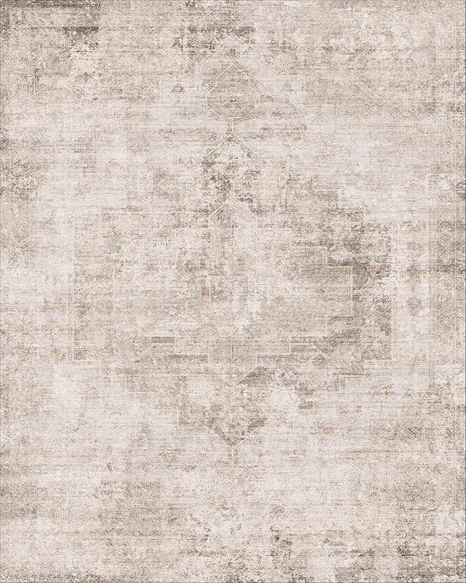 Light Brown 2x4 Runner Rug for Entryway Indoor, Kitchen Floor Waterproof, Bathroom, Powder Room, Washable Non Slip Low Pile Stain & Fade Resistant, Modern Eclectic Tan Décor
