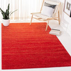 SAFAVIEH Adirondack Collection Area Rug - 6'7" Square, Red & Grey, Modern Ombre Design, Non Shedding & Easy to Clean, Ideal for Living Room, Bedroom, Office, Dining Space (ADR113Q)