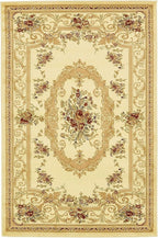 Unique Loom Versailles Collection Traditional Classic Floral Motif Area Rug (4' 0 x 6' 0 Rectangular, Ivory/ Tan)