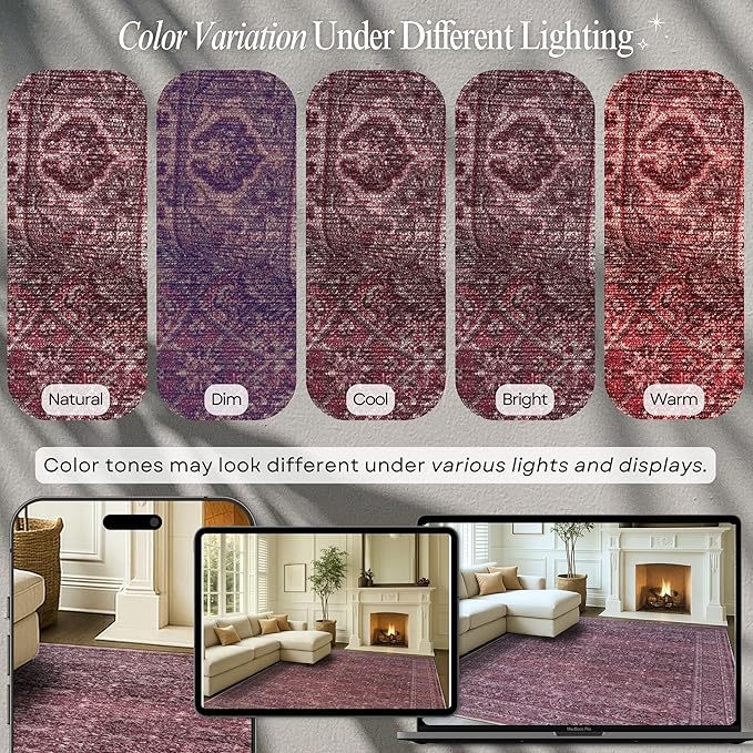Fame Rugs Turkish Rug. Washable Vintage Oriental Antique Inspired Traditional Doormat Small Modern Area Rugs Luxury Entryway Entry Bedroom Bathroom Kitchen (395RR, 2'5 x 5')