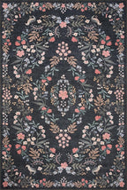 Loloi Rifle Paper Co. Maison Collection MAO-04 Tuileries Black 5'-0" x 5'-0", .19" Pile Height, Round Area Rug