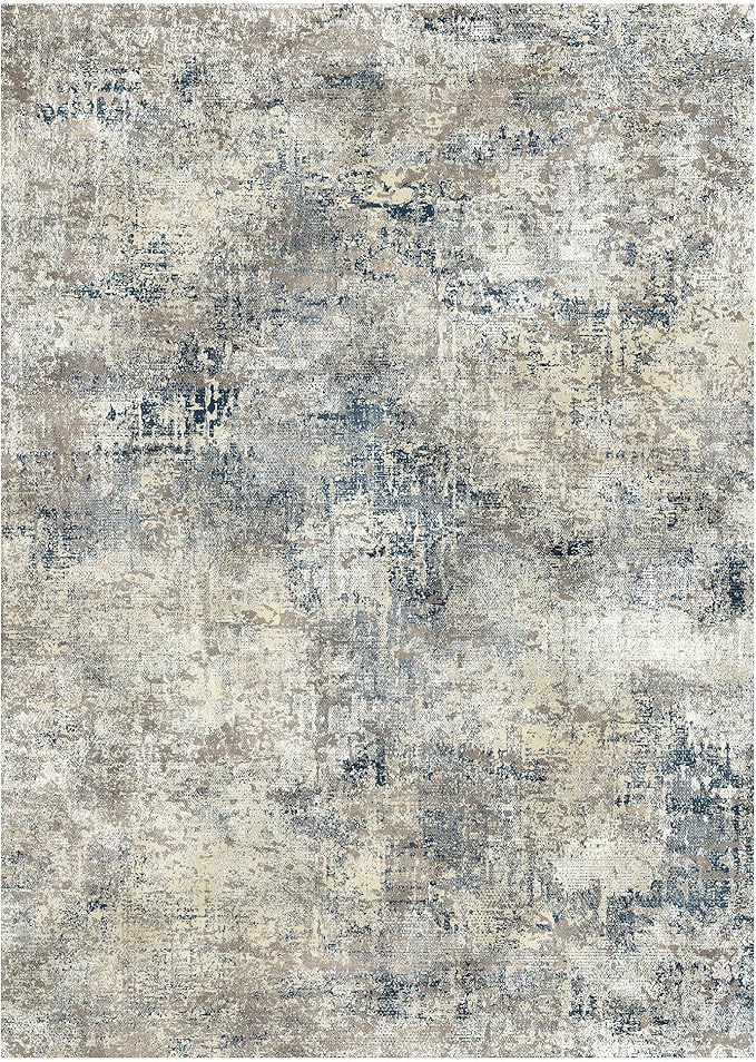 GENIMO Washable Area Rugs for Living Room, 9x12 Modern Non Slip Rugs, Low Pile Lightweight Soft Print Rug for Bedroom, Dining Room, Home Office, Blue Grey Beige