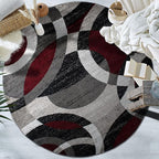 Rugshop Contemporary Abstract Circles Perfect for high Traffic Areas of Your Living Room,Bedroom,Dining Nook,Kitchen Round Rug 6' 6" (6' 6" Diameter) Red