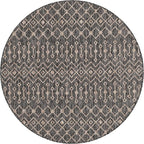 Unique Loom Outdoor Trellis Collection Area Rug - Tribal Trellis (5' 3" Round, Charcoal Gray/ Natural)