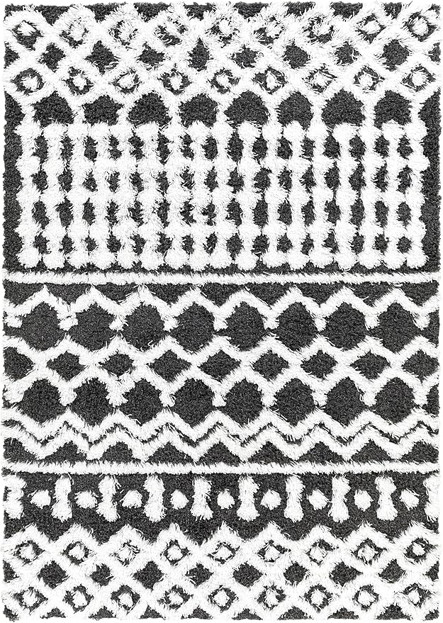 Livabliss Hapsburg Moroccan Shag Area Rug,9'3" x 12',Black/White