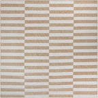 Unique Loom Outdoor Striped Collection Area Rug - Striped (10' Square Taupe/Ivory)