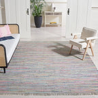 SAFAVIEH Rag Rug Collection Area Rug - 8' x 10', Grey & Multi, Handmade Boho Stripe Cotton, Ideal for High Traffic Areas in Living Room, Bedroom (RAR121M)