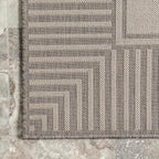 Nuloom Asha Light Grey/Ivory, 9'6" x 12', Casual, Striped Border, Soft and Cozy, High Traffic, Stain Resistant, Easy Clean, Durable Area Rug for Indoor/Outdoor Patio, Deck, Porch, Garden, Courtyard