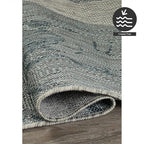 FH Home Outdoor Rug - Waterproof Easy to Clean Stain Resistant - Patio Indoor Outdoor Porch Deck Balcony Entryway - Modern Abstract - Freeport - Blue - 7ft 8in x 9ft 8in