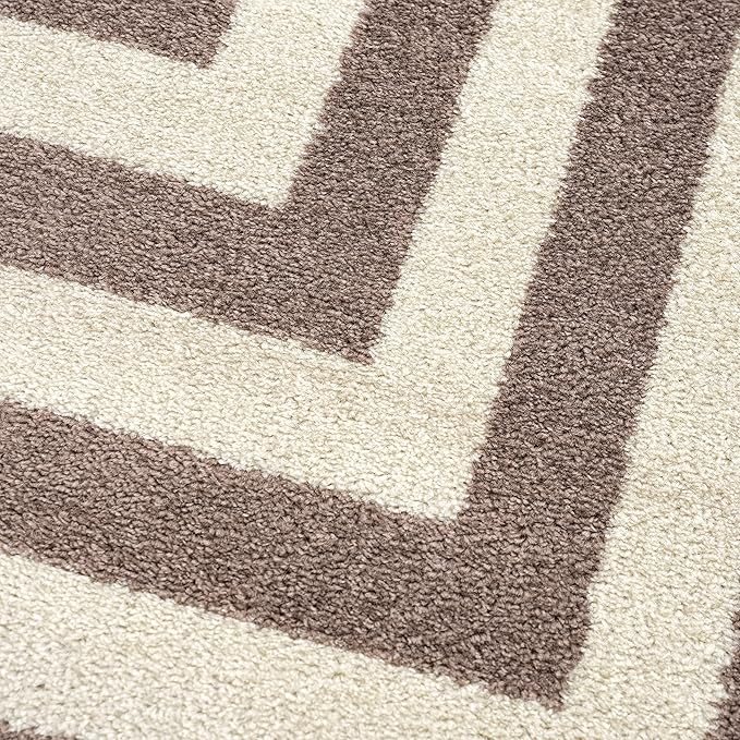 Abani Contemporary Beige & Ivory 7'9" x 10'2" Area Rug, Contrasting Geometric Modern Stripe Symmetrical Living Room Carpet Rugs