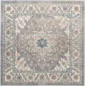 Unique Loom Salzburg Collection Classic Traditional Design Oriental Inspired Border Area Rug (5' 0 x 5' 0 Square, Gray/Beige)