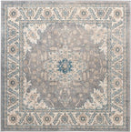 Unique Loom Salzburg Collection Classic Traditional Design Oriental Inspired Border Area Rug (5' 0 x 5' 0 Square, Gray/Beige)