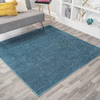 Eyely UES100H-5SQ Supersoft Haze Solid Low-Pile Indoor Area Rug Casual;Contemporary;Solid;Traditional, Bedroom, Kitchen, Living Room, Easy-Cleaning, Non-Shedding, 5' Square, Turquoise
