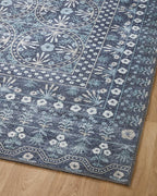 Loloi Rifle Paper Co. Maison Collection MAO-03 Rosette Blue 2'-6" x 9'-6", .19" Pile Height, Runner Rug