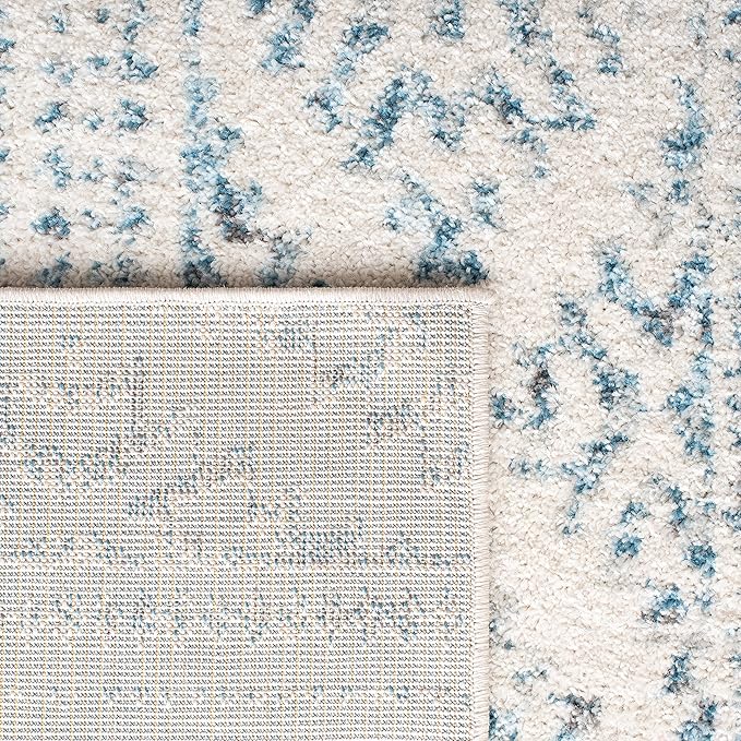 SAFAVIEH Tulum Collection Runner Rug - 2' x 9', Ivory & Turquoise, Moroccan Boho Tribal Design, Non-Shedding & Easy to Clean, Ideal for Living Room, Hallway, Foyer, Entryway, Bedroom (TUL272E)