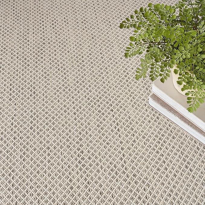 Nourison Home Courtyard Ivory Silver 6' x Round Area Rug - Easy Clean, Non Shedding, Bed Room, Living Room, Dining Room, Kitchen (6' x Round)