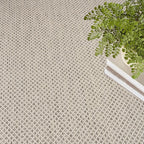 Nourison Home Courtyard Ivory Silver 6' x Round Area Rug - Easy Clean, Non Shedding, Bed Room, Living Room, Dining Room, Kitchen (6' x Round)