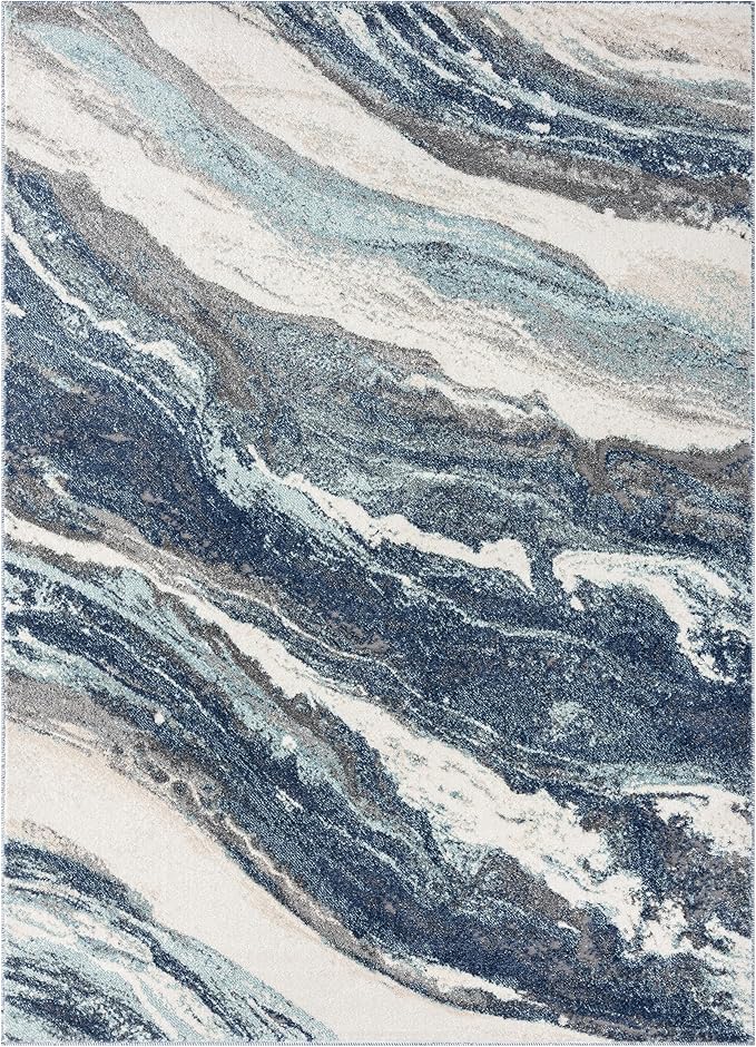 LUXE WEAVERS Lagos Collection 7983 Blue 8x10 Art Deco Area Rug