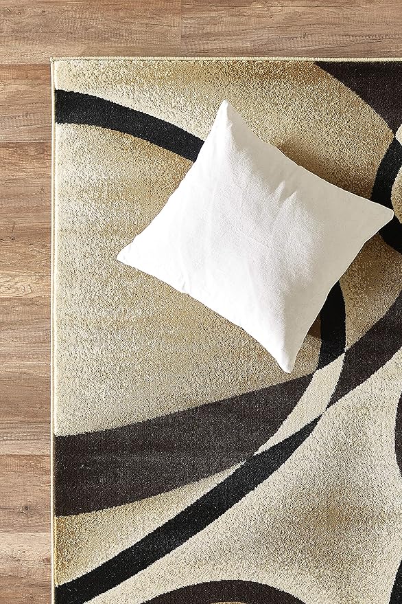 GLORY RUGS Modern Large Area Rug 8x10 Brown Swirls Carpet Bedroom Living Room Contemporary Dining Accent Sevilla Collection 4816 (8x10, Brown)