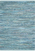 SAFAVIEH Rag Rug Collection Area Rug - 6' x 9', Blue & Multi, Handmade Boho Stripe Cotton, Ideal for High Traffic Areas in Living Room, Bedroom (RAR121B)