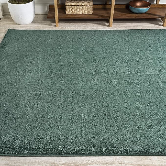 Eyely UES100L-8 Supersoft Haze Solid Low-Pile Indoor Area Rug Casual;Contemporary;Solid;Traditional, Bedroom, Kitchen, Living Room, Easy-Cleaning, Non-Shedding, 8 X 10, Emerald