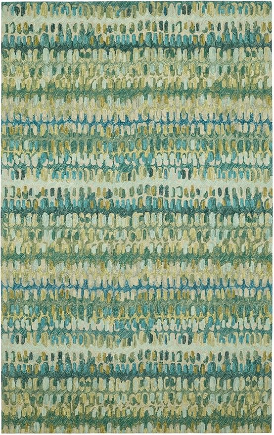Dash and Albert Paint Chip Wool Area Rug - 4' x 6' Moss Graphic Hand Micro Hooked Accent Rug - Durable, High Traffic Areas Hallway, Living Room, Stairs