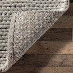 Nuloom Penelope Light Grey/Ivory, 2'6" x 8', Hand-Braided, Wool & Cotton, Soft and Textured, High Traffic, Stain Resistant, Easy Clean, Durable Runner for Bedroom, Living Room, Dining, Entryway