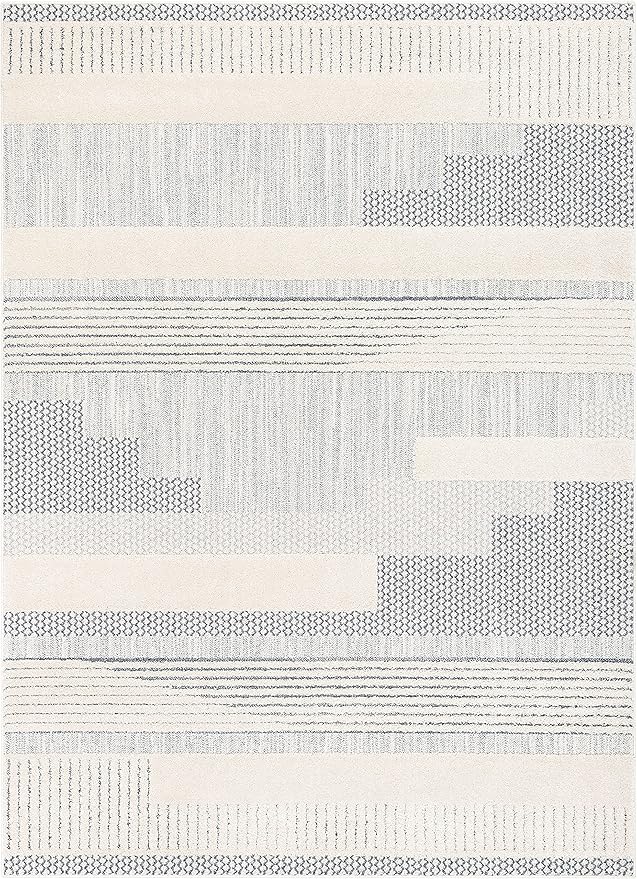 Well Woven Harlow Collection Briar Light Blue - Modern Tribal Minimalist Geometric 5x7 Area Rug - Ideal for Living Room, Dining Room & Bedroom - Durable, Stain Resistant & Easy to Clean