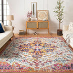 Livabliss Area Rugs - 8x10 Odelia Vintage Boho Beige Mustard Gray Area Rug for Living Room Bedroom - Floral Medallion Stain Resistant Carpet for Kitchen, Nursery, Office (7'10" x 10'3")
