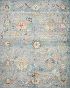 Loloi Margot Collection MAT-06 Denim/Multi 2'-0" x 5'-0" Accent Rug feat. CloudPile, No-Shed Easy Clean Large Patterned Area Rug for Living Room, Bedroom, Dining Area