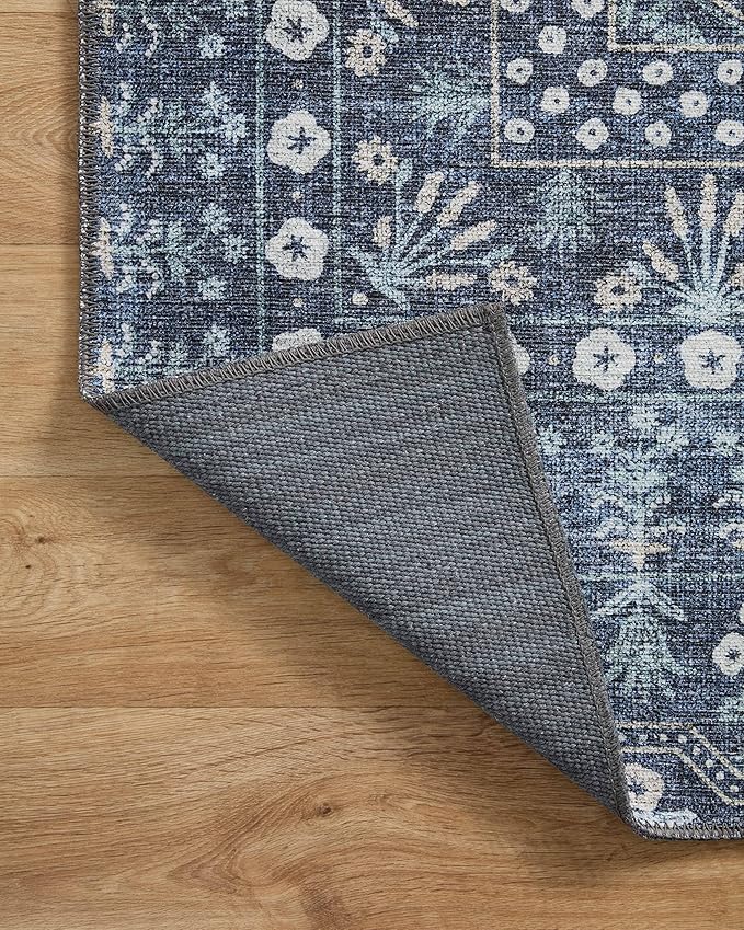 Loloi Rifle Paper Co. Maison Collection MAO-03 Rosette Blue 8'-4" x 11'-6", .19" Pile Height, Area Rug