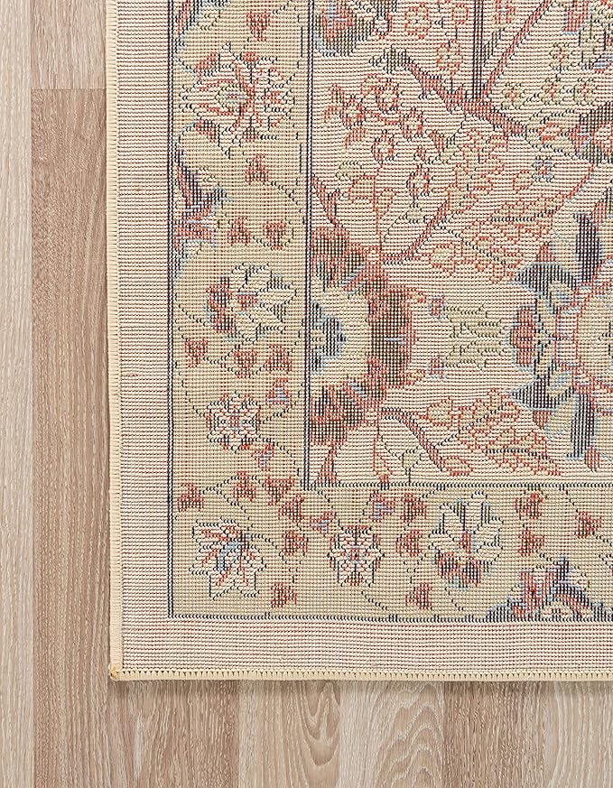 Unique Loom Espahan Collection Area Rug - Cape Cod (5' 1" x 8' Rectangle, Cream/ Black)