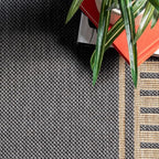 Nuloom Asha Dark Grey/Ivory, 9'6" x 12', Casual, Striped Border, Soft and Cozy, High Traffic, Stain Resistant, Easy Clean, Durable Area Rug for Indoor/Outdoor Patio, Deck, Porch, Garden, Courtyard