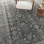 Vintage Area Rug 10x14 Black Washable Living Room Large Carpet Non Slip Bedroom Indoor Office Low Pile Traditional Distressed Retro Accent Rug for Dining Room