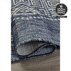 FH Home Outdoor Rug - Waterproof Easy to Clean Stain Resistant - Patio Indoor Outdoor Porch Deck Balcony Entryway - Boho Moroccan - Ariana - Blue - 5ft 2in x 7ft 6in