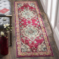 SAFAVIEH Monaco Collection Runner Rug - 2'2" x 8', Pink & Multi, Boho Chic Medallion Distressed Design, Non-Shedding & Easy Care, Ideal for High Traffic Areas in Living Room, Bedroom (MNC243D)