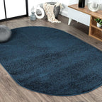 Eyely UES100C-4OV Supersoft Haze Solid Low-Pile Indoor Area Rug Casual;Contemporary;Solid;Traditional, Bedroom, Kitchen, Living Room, Easy-Cleaning, Non-Shedding, 4 X 6 Oval, Navy