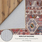 Kuden 2'6"x10 Runner Rug, Machine Washable Area Rug with Non-Slip Backing, Vintage Style, Soft, Easy Clean, Low Pile Rug for Hallway, Entryway, Kitchen, Bedroom