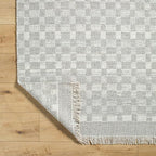 Mark&Day Wool Rugs, 9x12 Clinten Solid and Border Ivory Checkered Rug, Ivory Carpet for Living Room, Bedroom or Kitchen (8'10" x 12')