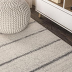 JONATHAN Y Williamsburg Minimalist Stripe Cream/Gray Indoor Area Rug, 3x5, Contemporary, Modern, Easy-Cleaning for Living Room, Bedroom, Kitchen, Pet Friendly, Non-Shedding (MOH201A-3)