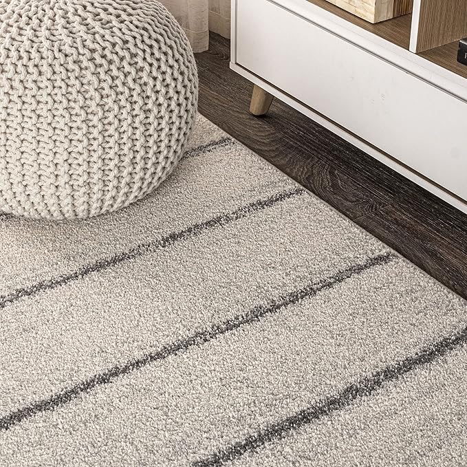 JONATHAN Y Williamsburg Minimalist Stripe Cream/Gray Indoor Area Rug, 8x10, Contemporary, Modern, Easy-Cleaning for Living Room, Bedroom, Kitchen, Pet Friendly, Non-Shedding (MOH201A-8)