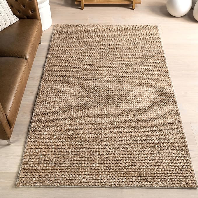 Nuloom Penelope Tan, 7'6" x 9'6", Hand-Braided, Wool & Cotton, Soft and Textured, High Traffic, Stain Resistant, Easy Clean, Durable Area Rug for Bedroom, Living Room, Dining, Foyer, Entryway