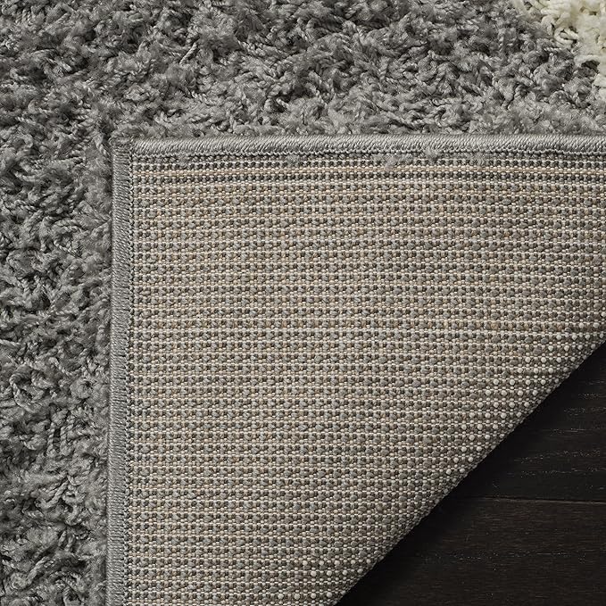SAFAVIEH Dallas Shag Collection Area Rug - 6' Square, Grey & Ivory, Trellis Design, Non-Shedding & Easy Care, 1.5-inch Thick Ideal for High Traffic Areas in Living Room, Bedroom (SGD257G)