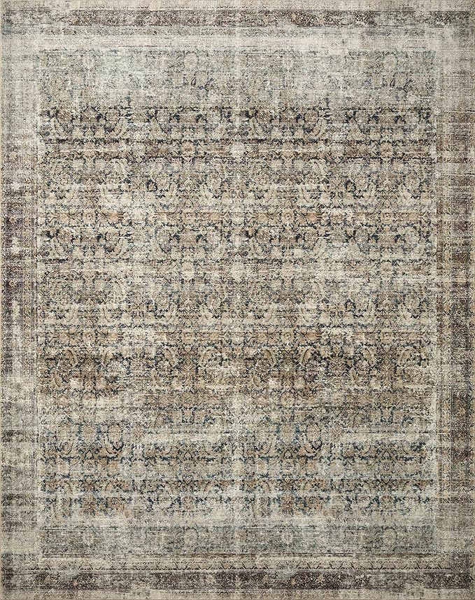 Loloi Amber Lewis Morgan Collection MOG-02 Navy/Sand 7'-3" x 9'-3" 38" Thick Area Rug feat. CloudPile, Neutral, Room Décor, Vintage Inspired, Livingroom, Bedroom, Dining Area