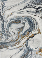 LUXE WEAVERS Marble Effect Abstract Blue 8x10 Area Rug
