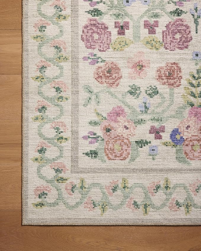 Loloi Rifle Paper Co. Rosa Collection RSA-01 Ivory 2'-6" x 12'-0" Runner Rug