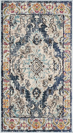 SAFAVIEH Monaco Collection Accent Rug - 2'2" x 4', Navy & Light Blue, Medallion Distressed Design, Non-Shedding & Easy Care, Ideal for High Traffic Areas in Entryway, Living Room, Bedroom (MNC243N)